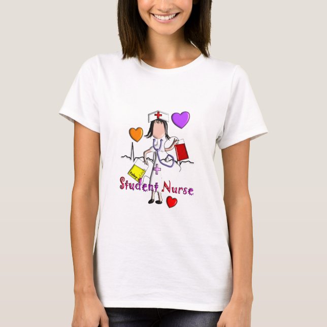 T-shirt Cadeaux d'infirmière étudiante Style Embossé (Devant)