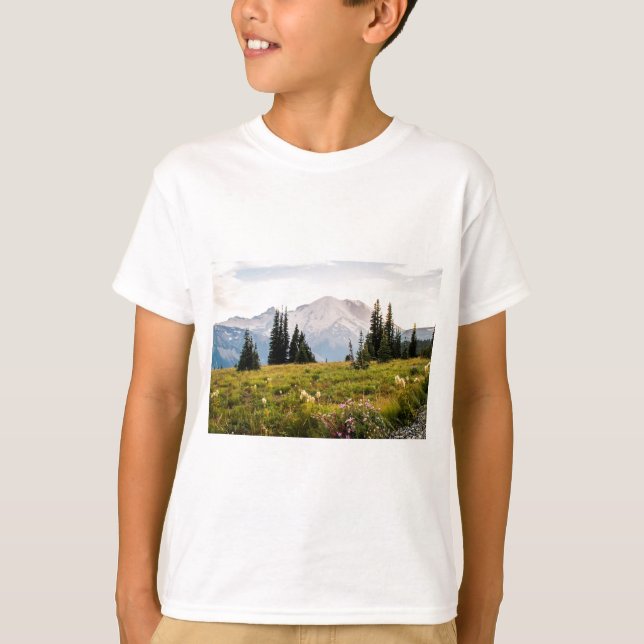 T-shirt Cadeaux du mont Rainier de lever de soleil (Devant)