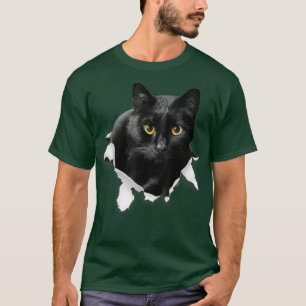 T-shirt Cadeaux en tissu déchiré pour chat noir pour amate