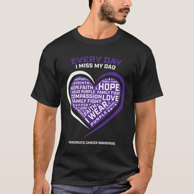 T-shirt Cadeaux Violets En Mémoire De Mon Père Cancer Panc (Devant)