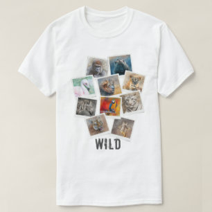 T-shirt Cadre de collage de photos d'animaux sauvages uniq