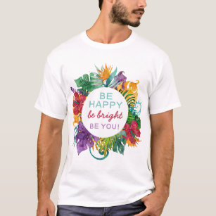 T-shirt Cadre de couronne tropicale coloré avec une citati