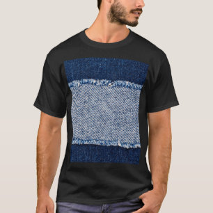 T-shirt Cadre de jean bleu denim fringé.