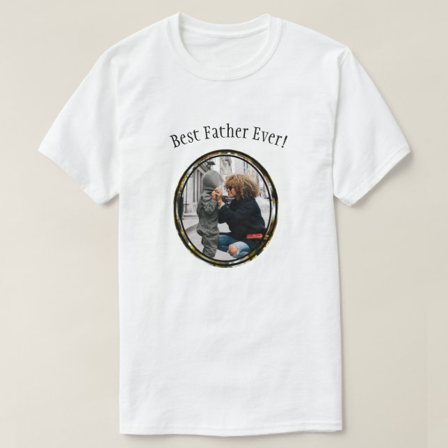 T-shirt Cadre photo de la famille du meilleur père (Design devant)