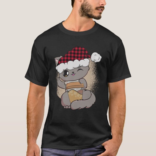 T-shirt Café Anime Kawaii Neko Cute Chibi Kitten Chr (Devant)