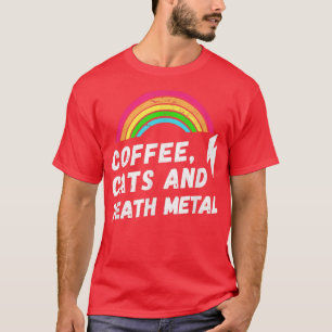T-shirt Café, chats et death metal, arc-en-ciel 