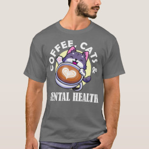 T-shirt Café Chats Sensibilisation à la santé mentale Augm