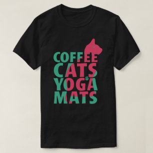 T-shirt Café, Chats, Tapis de Yoga