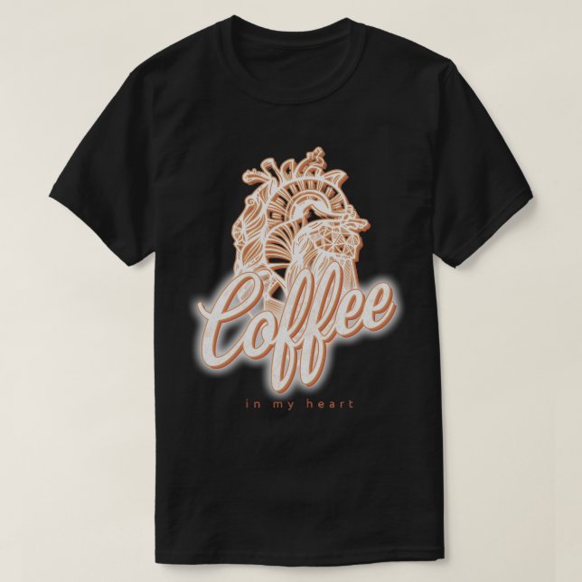 T-shirt Café dans mon coeur café art barista cadeau (Design devant)