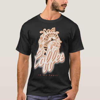 T-shirt Café dans mon coeur café art barista cadeau