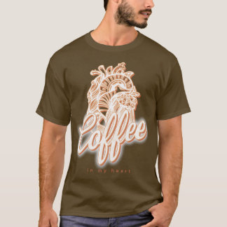 T-shirt Café dans mon coeur café art barista cadeau 2
