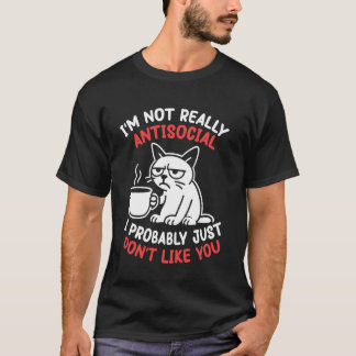 T-shirt Café des Chats je ne suis pas vraiment antisocial 
