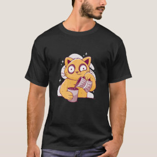 T-shirt Café du matin chat endormi