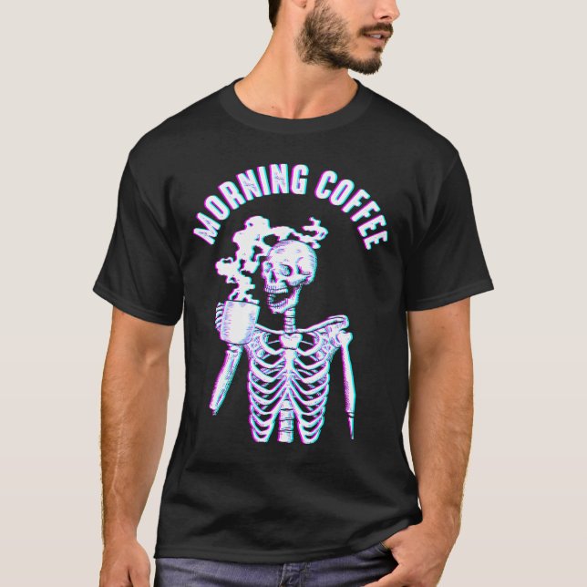 T-shirt Café du matin Goth Esthétique Squelette Emo Egirl  (Devant)