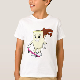 T-shirt Café en patinage avec skateboard