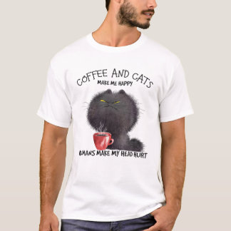 T-shirt Café Et Chats Me Rendent Heureux