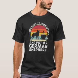 T-shirt Café et chien berger allemand Rétro GSP Papa Maman