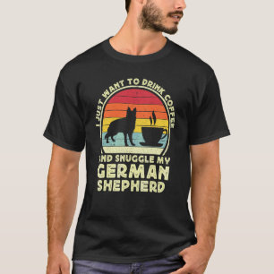 T-shirt Café et chien de berger allemand Rétro GSP Papa M