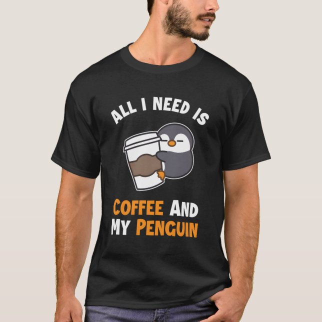T-shirt Café Et Mon Penguin Sea Bird King Empereur Pengui (Devant)