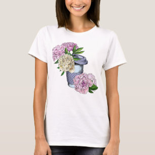 T-shirt Café et pivoines