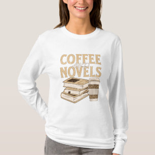 T-shirt café et roman livre drôle vintage lecture
