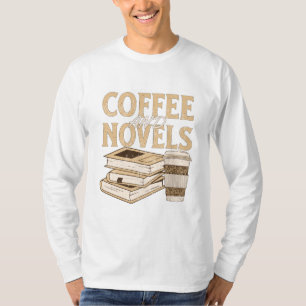 T-shirt café et roman livre drôle vintage lecture