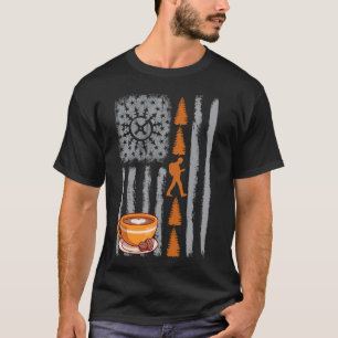 T-shirt café géocaching- Drapeau américain vintage USA pou