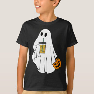 T-shirt Café glacé Halloween Cute Little Ghost Citrouille