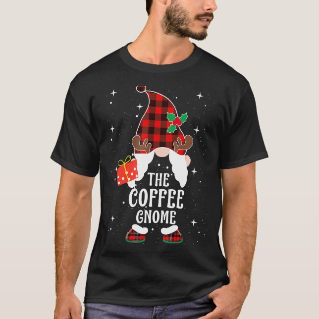 T-shirt Café Gnome Buffalo Plaid Correspondant Famille Chr (Devant)