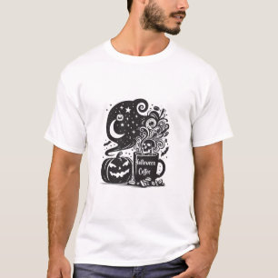 T-shirt Café Halloween Noir et Blanc Brew Sorcière