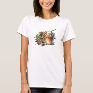 T-shirt Café Léopard motif glacé Mama basique drôle typo