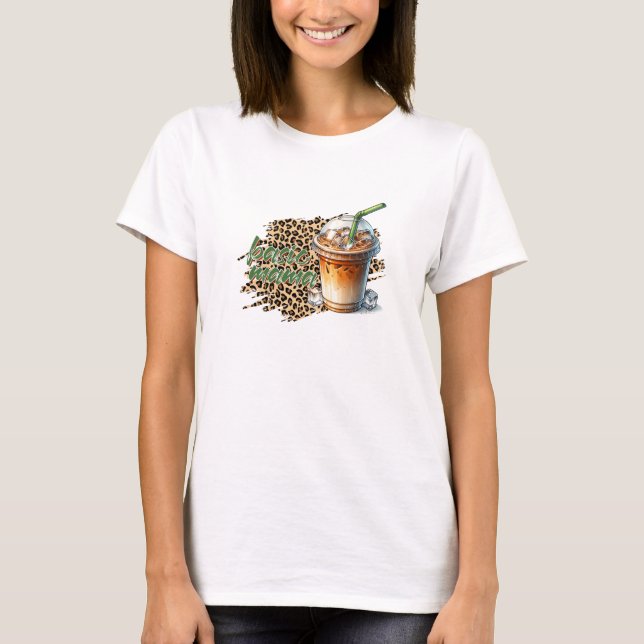 T-shirt Café Léopard motif glacé Mama basique drôle typo (Devant)