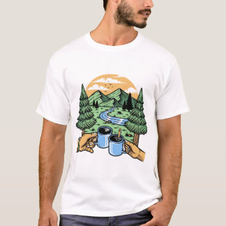 T-shirt "Café & Montagne - Brassé pour l'aventure" (Mélang
