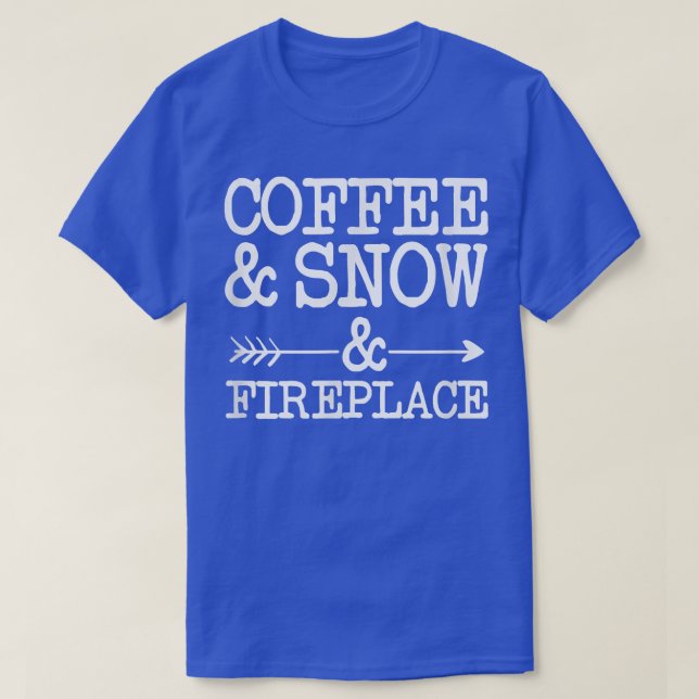 T-shirt Café, neige et cheminée (Design devant)