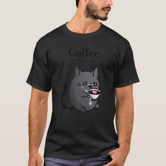 T-shirt Café Parce que le Meurtre est Mal Chat Noir Boit d