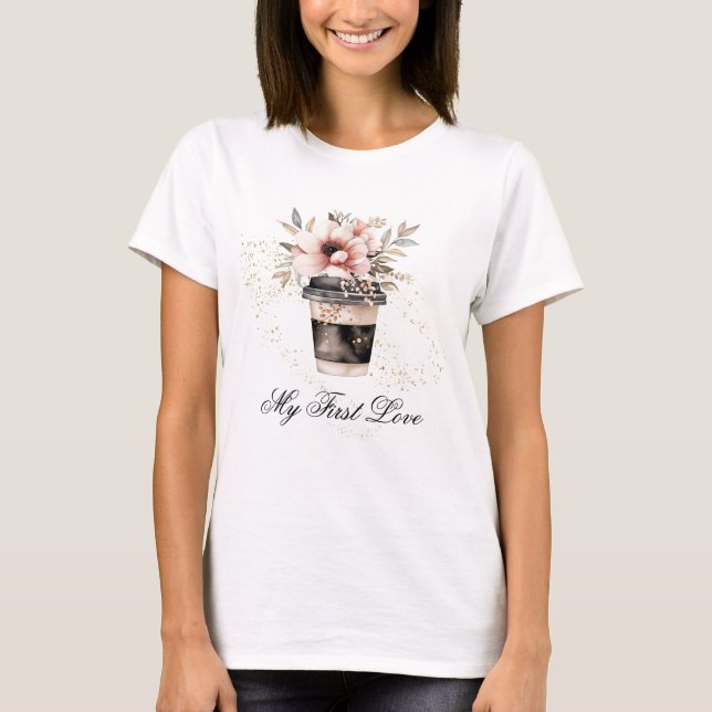 T-shirt *~* Café pour aller mon premier amour Blush Pink F (Devant)