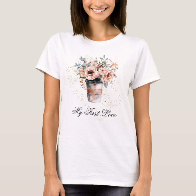 T-shirt *~* Café pour aller mon premier amour Pastel Pink  (Devant)