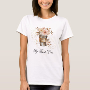 T-shirt *~* Café pour aller mon premier amour Pastel Pink 