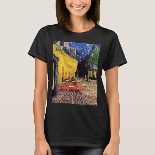 T-shirt Café Terrasse à la nuit par Vincent van Gogh (Devant)