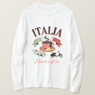 T-shirt Café Vintage Italia, Scooter Rétro et Mamma Mia