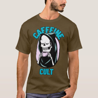 T-shirt Caféine Culte Squelette Yeux fermés Imprimer 1