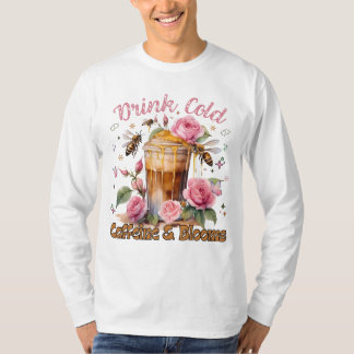 T-shirt Caféine et fleurs : Café glacé délicieux