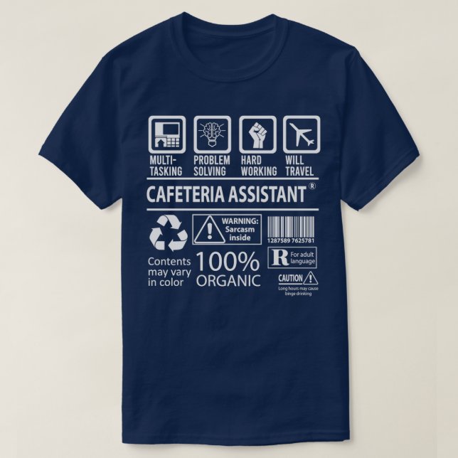 T-shirt Cafeteria Assistant Multi-Tasking Certified Job Gi (Design devant)