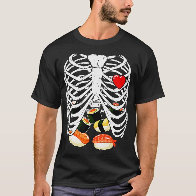 T-shirt Cage de côtes Skeleton Sushi XRay Skeleton Hallowe (Devant)