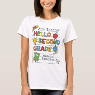T-shirt Cahier Scolaire & Gribouillages Bonjour Deuxième A
