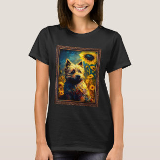 T-shirt Cairn Terrier Painting Sunflower Flower Mom Women 