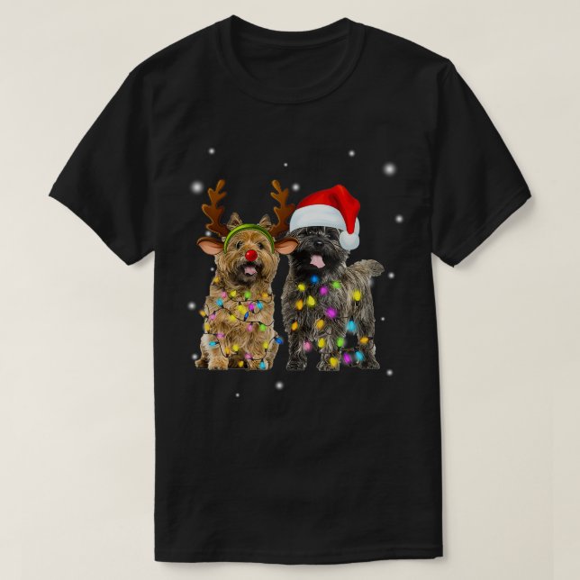 T-shirt Cairn Terrier Reindeer Noël Amoureux des chiens (Design devant)