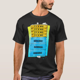 T-shirt Caisses En Plastique Empilé Mots Japonais Kanji Te