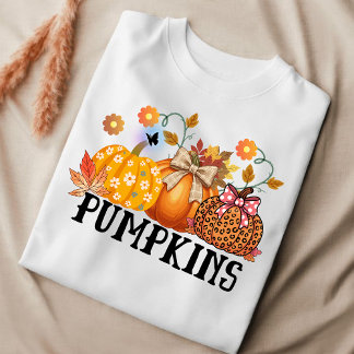 T-shirt Calabaza de leopardo con estampado floral bohemio