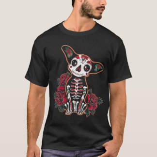 T-shirt Calavera Chihuahua Skeleton Floral Dog Dia De Los 